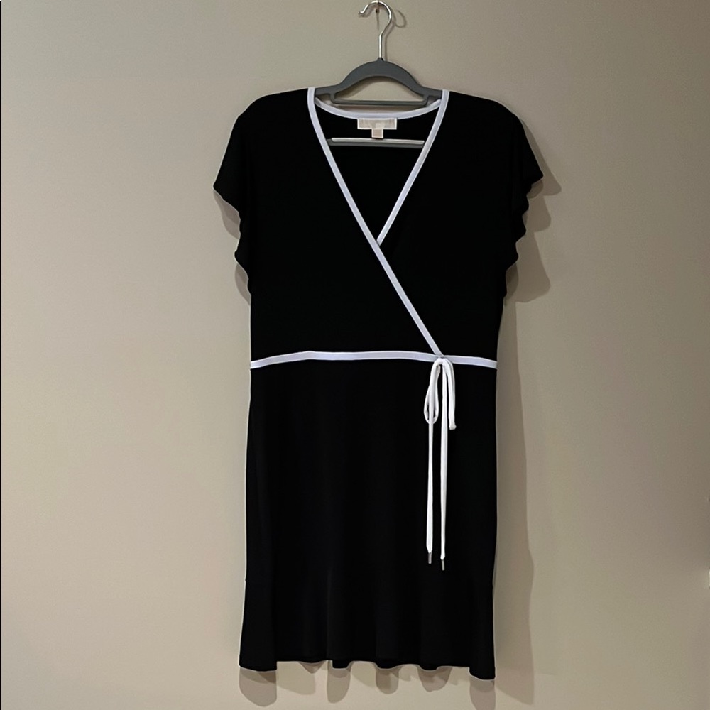 Michael Kors faux wrap dress black and white